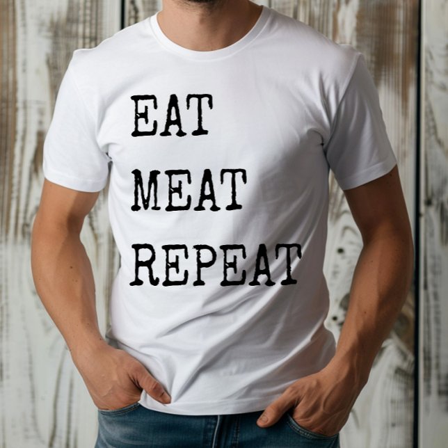 Camiseta Engraçado Carnivore Coma Carne Repetindo (Criador carregado)