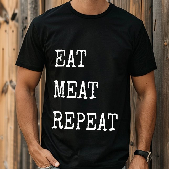 Camiseta Engraçado Carnivore Coma Carne Repetindo (Criador carregado)