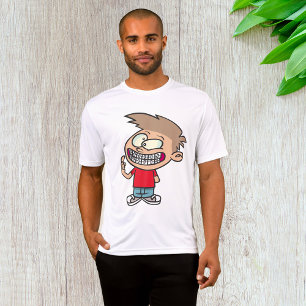 Camiseta Engraçado Cartoon Boy com Sorriso de Braços