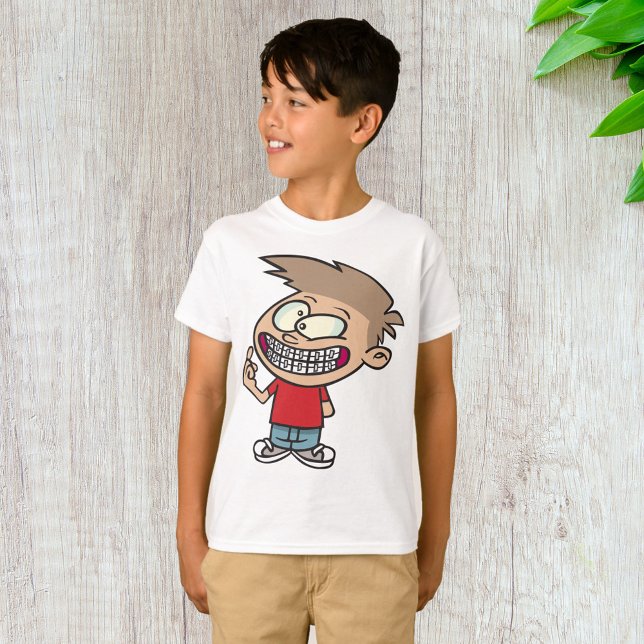 Camiseta Engraçado Cartoon Boy com Sorriso de Braços (Criador carregado)