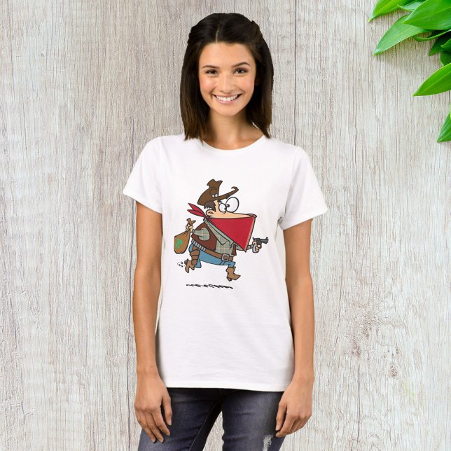 Camiseta Engraçado Cartoon Cowboy Bandit Robber (Criador carregado)