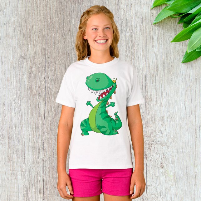 Camiseta Engraçado Cartoon Dinossaur Roaring T-Rex (Criador carregado)