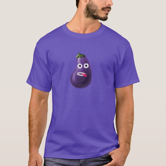 Camiseta Engraçado Cartoon EggPlant Dark (Frente)