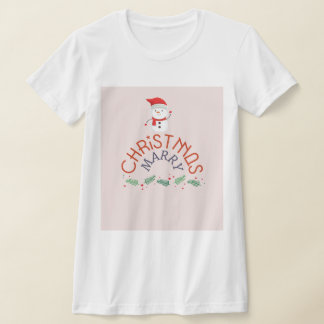 Camiseta Engraçado Casado Neve Rosa