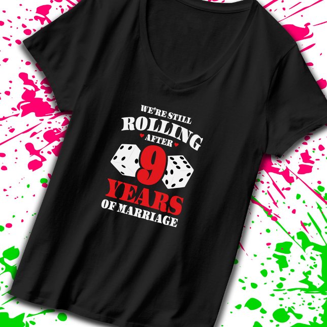 Camiseta Engraçado Casais do 9º aniversário casaram-se 9 an (Keep the good times rolling with our funny anniversary t-shirt! -Teemixer)