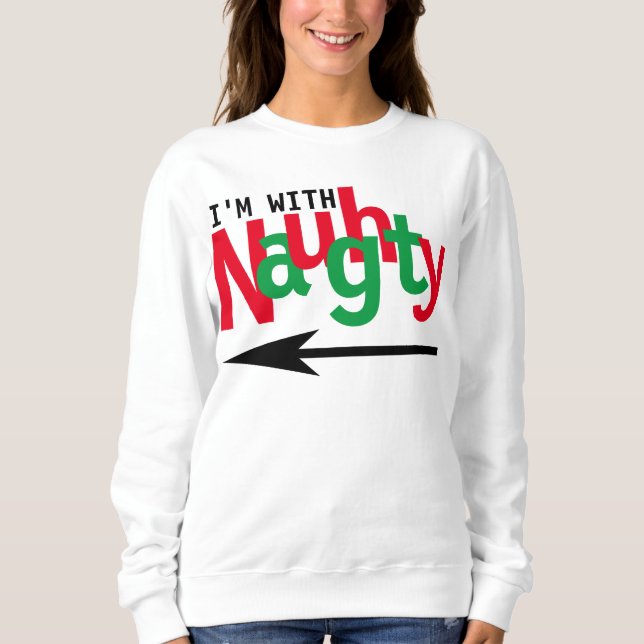 Camiseta Engraçado Casal de Natal combinando com travesso e (Frente)