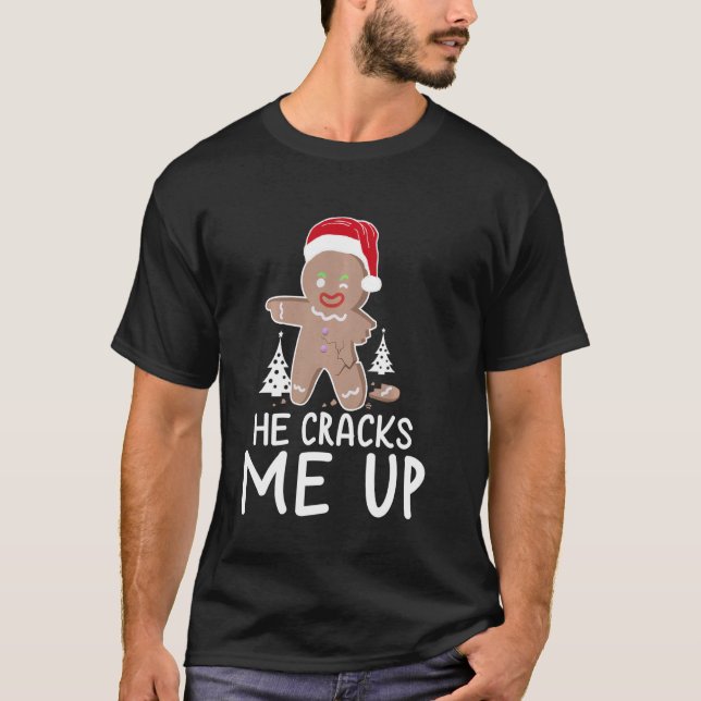 Camiseta Engraçado Casal De Natal Pajama Ele Me Chupa (Frente)