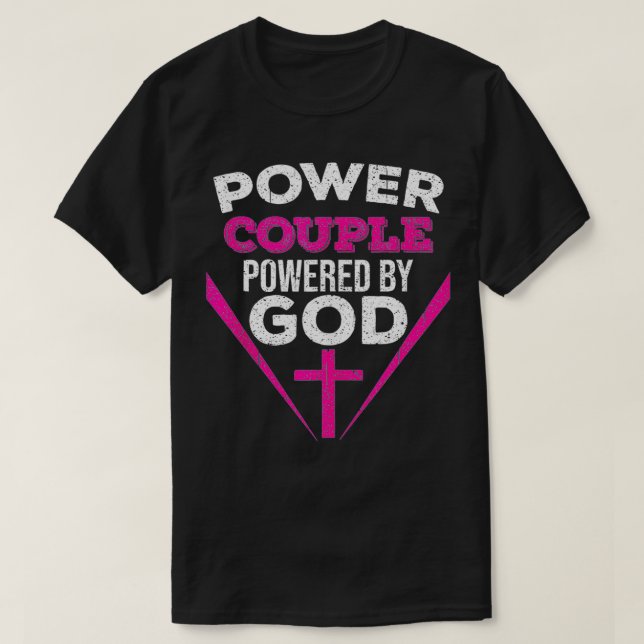 Camiseta Engraçado Casal de poder, Deus Legal Cou (Frente do Design)