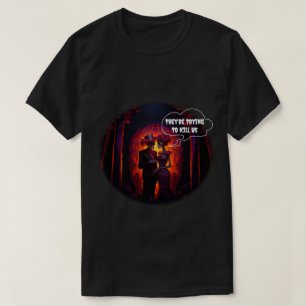 Camiseta Engraçado Casal Skeleton Halloween