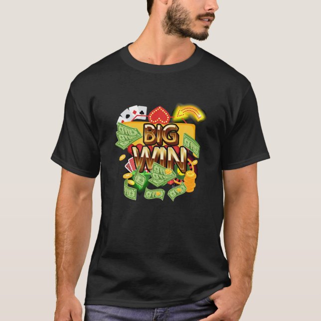 Camiseta Engraçado Casino Grande Máquina de Slot Ganho | (Frente)