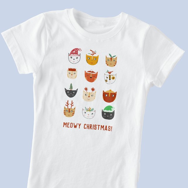 Camiseta Engraçado Cat Meowy Natal (Fun Meowy Christmas cat t-shirt)