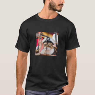Camiseta Engraçado Cat Pirate Zip