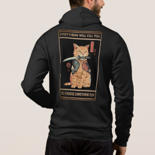 Camiseta Engraçado Cat Samurai Tudo Vai Te Matar