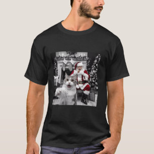 Camiseta Engraçado Cat Selfie com Papais noeis de Natal