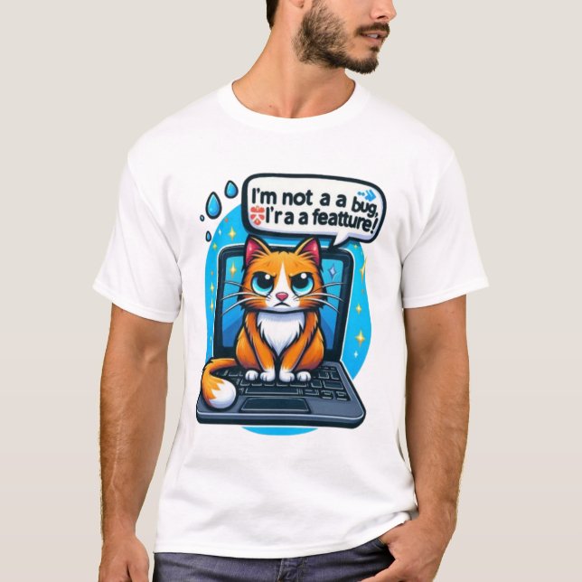 Camiseta Engraçado Cat Tech Meme | Programador Bastante, Ge (Frente)