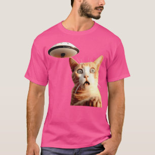 Camiseta Engraçado Cat Ufo Selfie