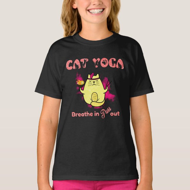 Camiseta Engraçado Cat Yoga (Frente)
