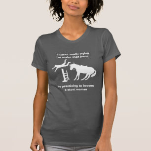 Camiseta Engraçado Cavalo Saltando Uma Mulher No Treinamen