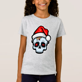 Camiseta Engraçado Caveira de Natal, Estilo de Cartoon