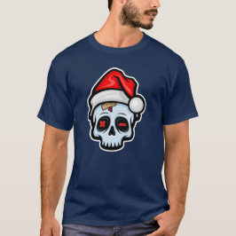 Camiseta Engraçado Caveira de Natal, Estilo de Cartoon