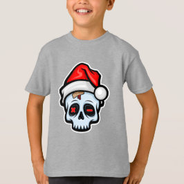 Camiseta Engraçado Caveira de Natal, Estilo de Cartoon