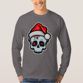 Camiseta Engraçado Caveira de Natal, Estilo de Cartoon