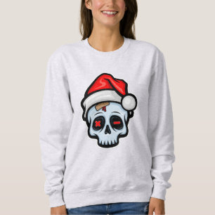 Camiseta Engraçado Caveira de Natal, Estilo de Cartoon