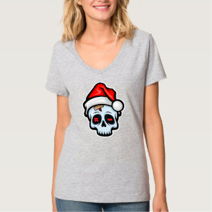 Camiseta Engraçado Caveira de Natal, Estilo de Cartoon