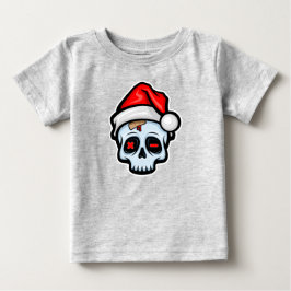 Camiseta Engraçado Caveira de Natal, Estilo de Cartoon