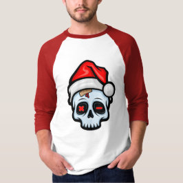 Camiseta Engraçado Caveira de Natal, Estilo de Cartoon