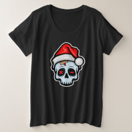Camiseta Engraçado Caveira de Natal, Estilo de Cartoon