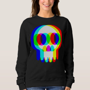 Camiseta Engraçado Caveira Trippy Vaporwave Halloween Techn