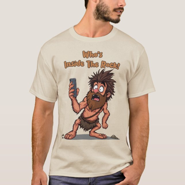 Camiseta Engraçado Caveman - A Idade da Pedra Conhece a Tec (Frente)