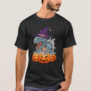 Camiseta Engraçado Chapéu De Bruxa De Dinossauro Com Pump