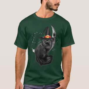 Camiseta Engraçado Chapéu de Bruxa Negra E Lua Assustador H