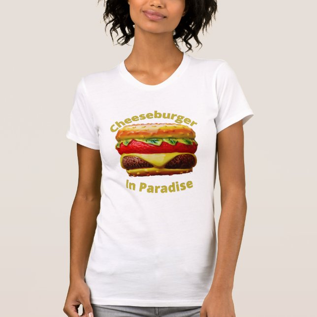 Camiseta Engraçado Cheeseburger no Paraíso (Frente)