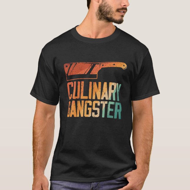 Camiseta Engraçado Chef Art Men Mulheres Restaurantes Cozin (Frente)