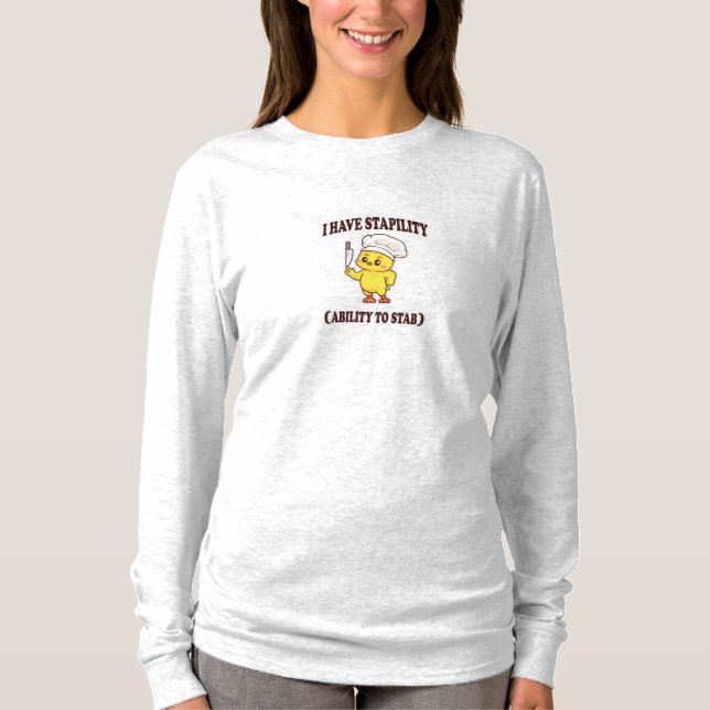 Camiseta Engraçado Chef Chicken - 'Eu tenho estabi (Frente)