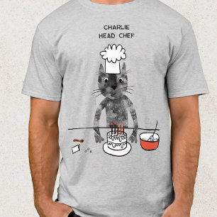 Camiseta Engraçado Chef de Gato Personalizado Cozinhar de C