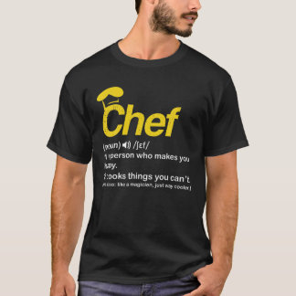 Camiseta Engraçado Chef Definição De Tee Cook Cozinhar Pres