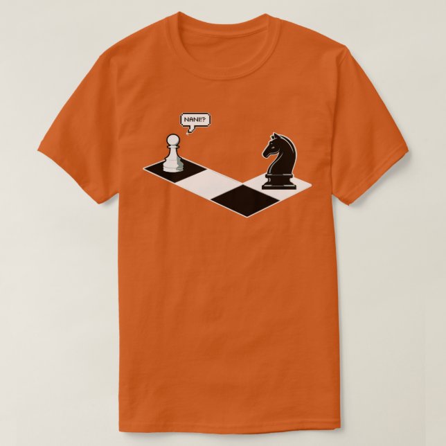 Camiseta Engraçado Chess Pawn e Knight, estilo japonês Nani (Frente do Design)