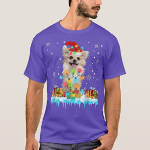 Camiseta Engraçado Chihuahua Cachorro Árvore De Natal Luzes
