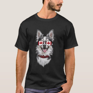 Camiseta Engraçado Chihuahua Dog Canadá Bandeira Para Mulhe