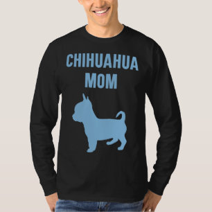 Camiseta Engraçado Chihuahua Mãe Com Uma Silhueta Azul De U