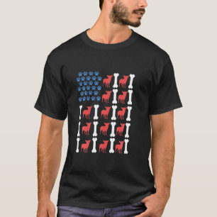 Camiseta Engraçado Chihuahua Paws Bandeira Americana do Ca