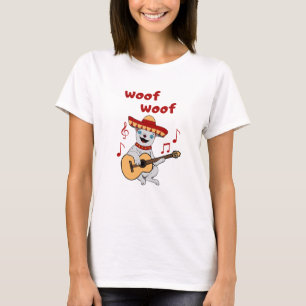 Camiseta Engraçado Chihuahua tocando violão. Cachorro Gelad