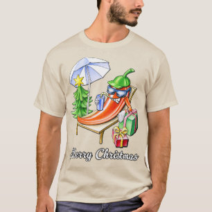 Camiseta Engraçado Chili Feliz Natal em Parasol e Xmas