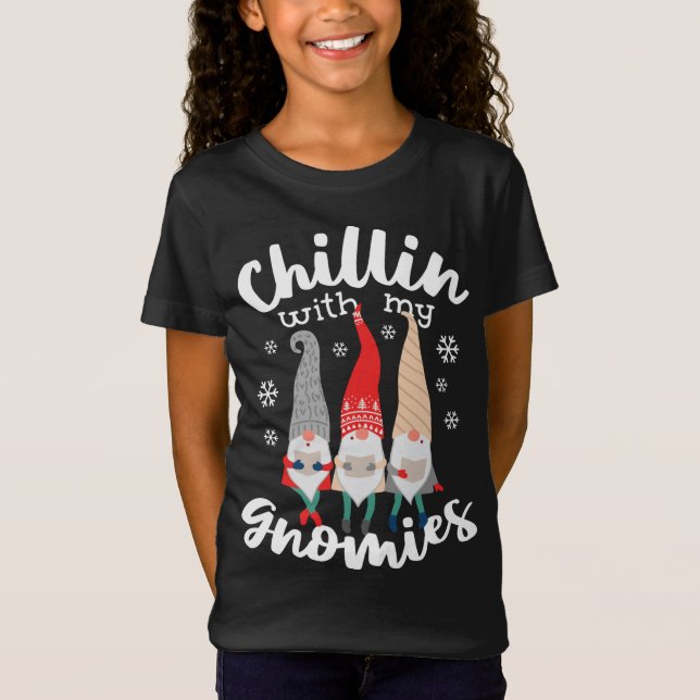 Camiseta Engraçado Chillin Com Meus Gnomos De Natal (Frente)