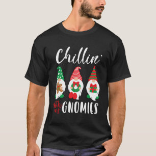 Camiseta Engraçado Chillin de Natal Com Meus Gnomos Homens