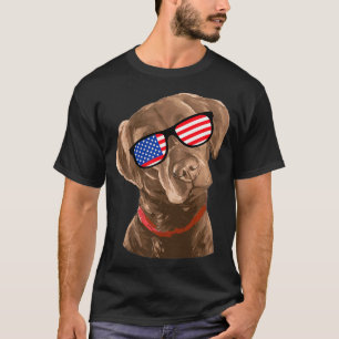Camiseta Engraçado Chocolate Labrador American Flag 4th